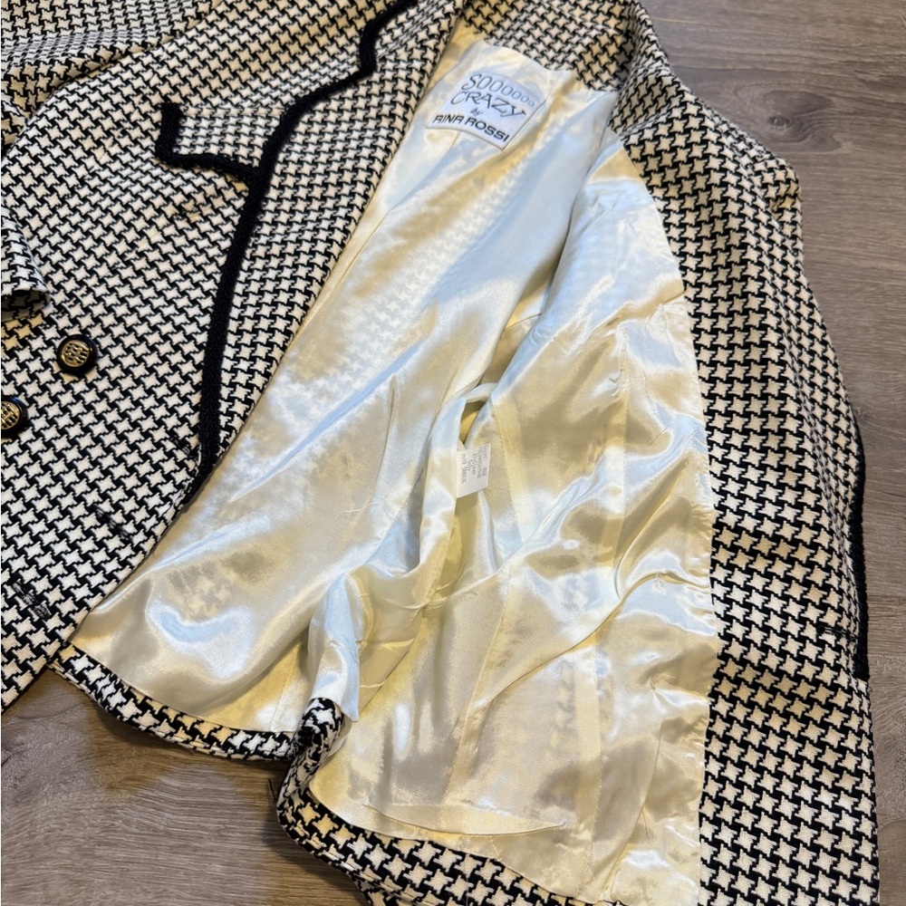 So Crazy by Rina Rossi Women's Black and White Houndstooth Blazer- Size 4 - Picture 9 of 14
